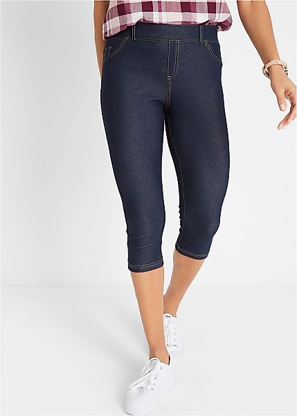 bonprix Caprileggings in Jeansoptik, aus Baumwollmischung, Skinny Fit günstig online kaufen