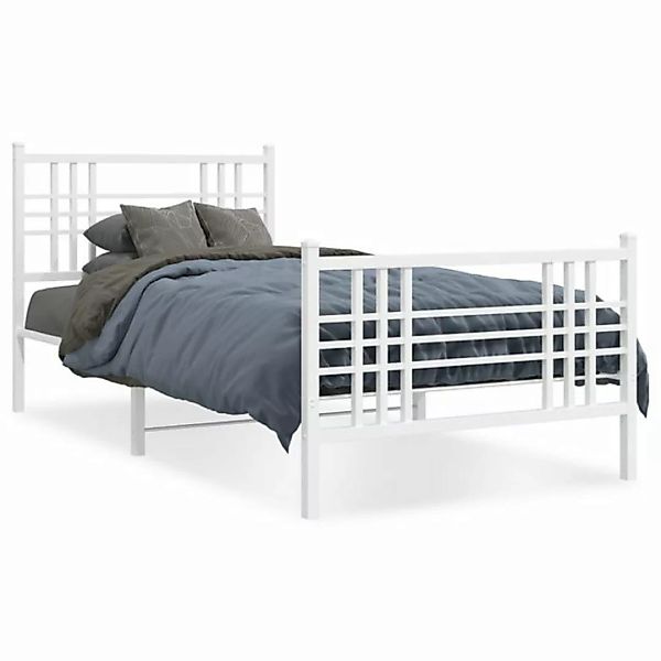 vidaXL Bett Bettgestell mit Kopf- und Fußteil Metall Weiß 100x190 cm günstig online kaufen