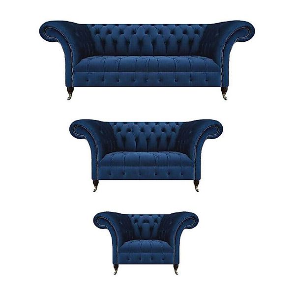 JVmoebel Chesterfield-Sofa Wohnzimmer Neu Designer Set 3tlg Chesterfield Po günstig online kaufen