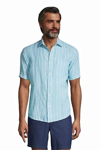 Leinenhemd mit kurzen Ärmeln, Classic Fit, Herren, Größe: XXL Normal, Blau, günstig online kaufen