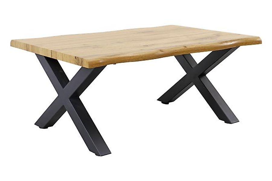 Couchtisch ca.90x60x39 cm Eiche / X-Gestell Schwarz günstig online kaufen