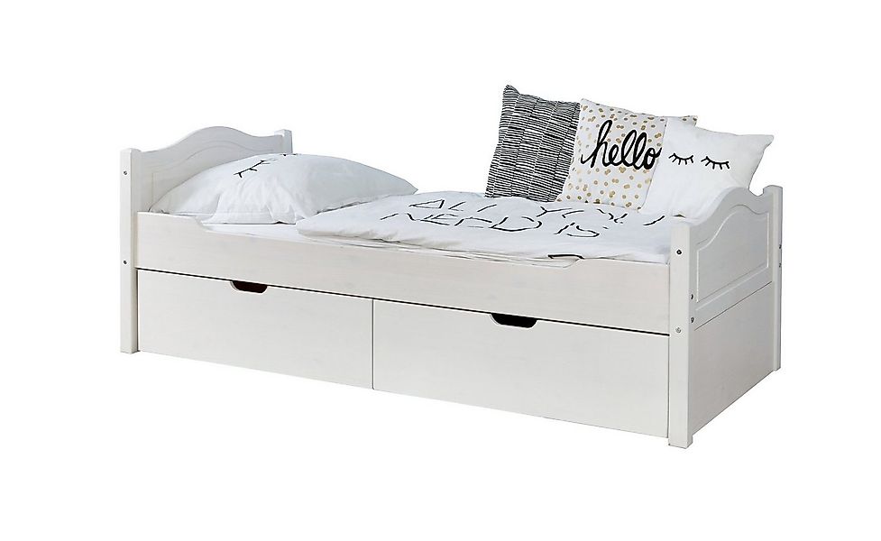 Ticaa Bettgestell Einzelbett "Leni" 90x200 Kiefer Weiß günstig online kaufen
