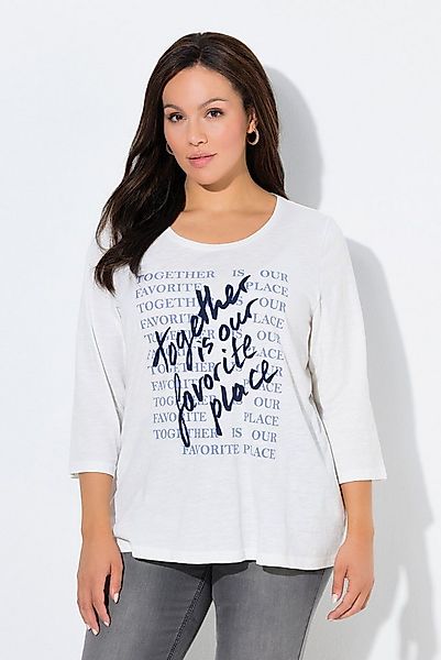 Ulla Popken T-Shirt Shirt Schriftmotiv Classic Rundhals 3/4-Arm günstig online kaufen