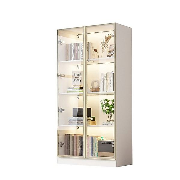 FUFU&GAGA Glasvitrine Vitrinenschrank mit Glastüren und Beleuchtung 160 CM günstig online kaufen