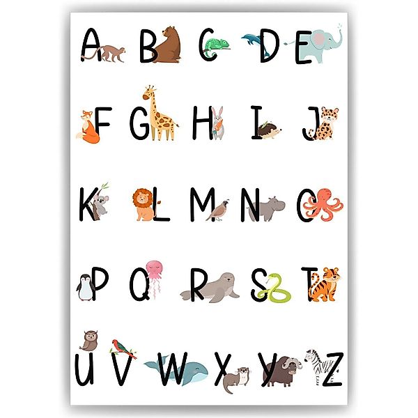 Tigerlino Poster Alphabet Lernposter Kinderzimmer Wandbild günstig online kaufen