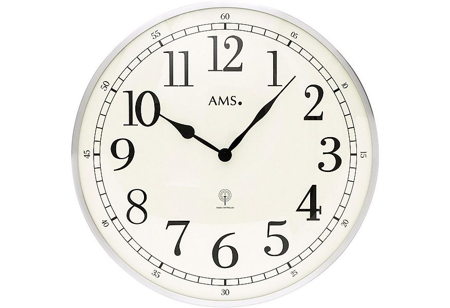 AMS Funkwanduhr F5606 (Quarzuhr, Wohnzimmer, Esszimmer,Küche,Büro,Ø 40cm) günstig online kaufen