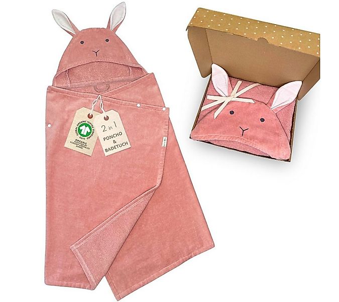 DIKOS Kapuzenhandtuch Badeponcho Baby Kinder Taupe/Altrosa, 70x140cm, 100% günstig online kaufen