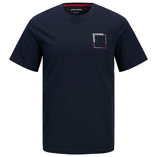 Jack & Jones Rundhalsshirt Große Größen T-Shirt dunkelblau Brustprint Jack& günstig online kaufen