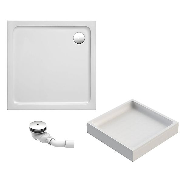 Ottofond Duschwannen-Set Extraflach Quadrat 80 cm x 80 cm Weiß günstig online kaufen