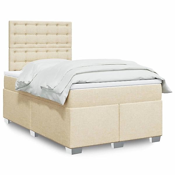 vidaXL Boxspringbett mit Matratze Creme 120x190 cm Stoff 3292746 günstig online kaufen