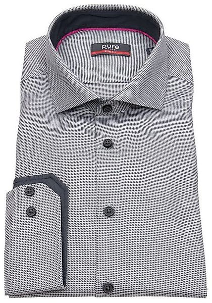 Pure Langarmhemd Slim Fit stark tailliert Kentkragen Kontrastknöpfe günstig online kaufen