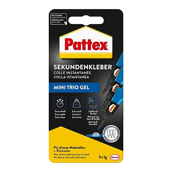 Pattex Bastelkleber Pattex Sekundenkleber Ultra Gel Mini Trio 3 x 1 g günstig online kaufen