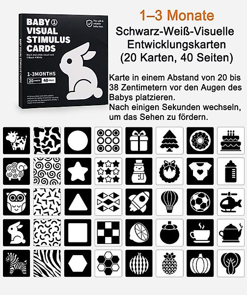 CLTYQ Lernspielzeug Sensory Toys Karten,20 Schwarz günstig online kaufen