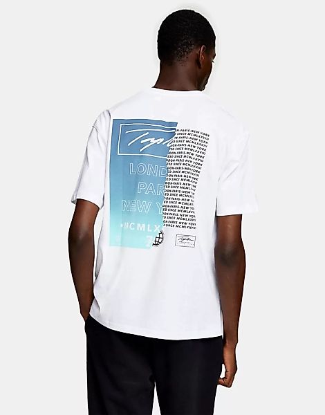 Topman T-Shirt mit Signatur-Print in Weiß günstig online kaufen