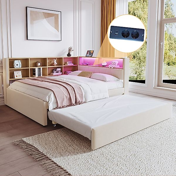 STILVORA Schlafsofa Polsterbett 90×200 mit Ausziehbett günstig online kaufen