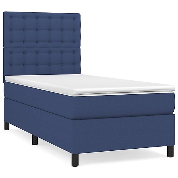 vidaXL Boxspringbett mit Matratze Blau 90x200 cm Stoff1397480 günstig online kaufen