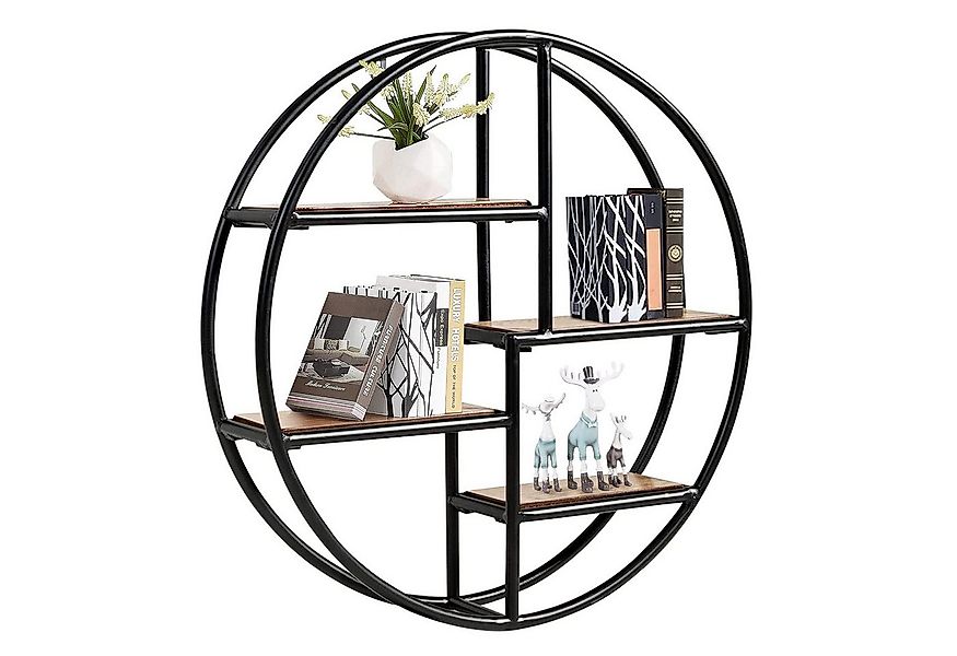 KOMFOTTEU Wandregal Hängeregal, Rundes Schweberegal, aus Holz & Metall günstig online kaufen