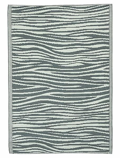 Outdoor Teppich Wetterfest Terrassen Teppich Wellen Motiv Zebra Grau 180x12 günstig online kaufen