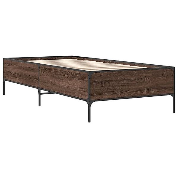 vidaXL Bett Bettgestell Braun Eichen-Optik 100x200 cm Holzwerkstoff Metall günstig online kaufen