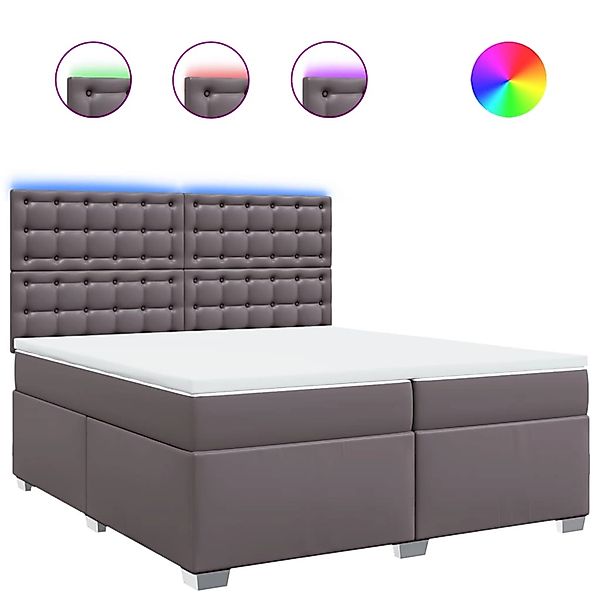 vidaXL Boxspringbett mit Matratze Grau 200x200 cm Kunstleder 3293038 günstig online kaufen