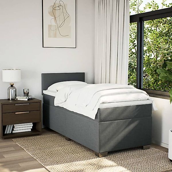vidaXL Bett Boxspringbett mit Matratze Dunkelgrau günstig online kaufen