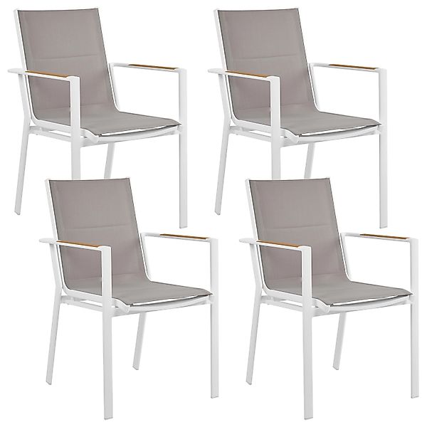 Beliani Gartenstuhl Weiss Grau Heller Holzfarbton 64x56x90 günstig online kaufen