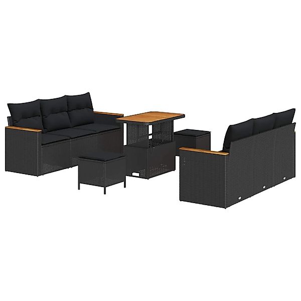 vidaXL Gartensofa-Set mit Kissen 11 Stk Schwarz Poly-Rattan 3364949 günstig online kaufen