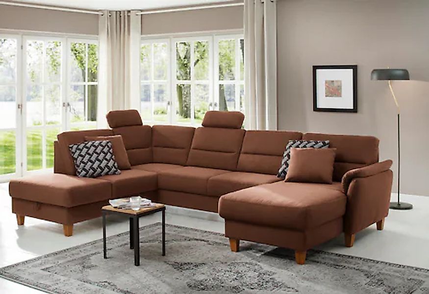 Home affaire Wohnlandschaft »Palmera U-Form, B: 308 cm« optional Bettfunkti günstig online kaufen