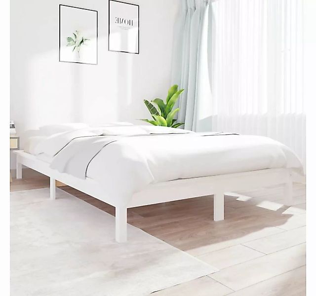 furnicato Bett Massivholzbett Weiß 135x190 cm Kiefer günstig online kaufen