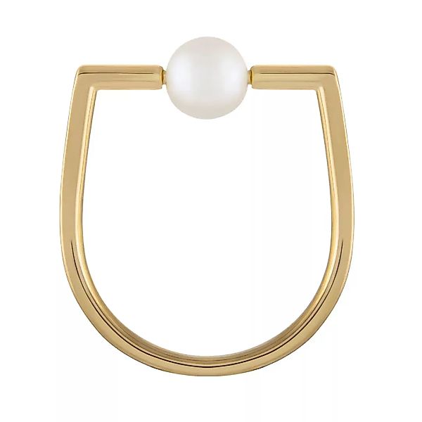 CAÏ Fingerring "925/- Sterling Silber vergoldet Perle kantig eckig" günstig online kaufen