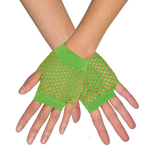 Funny Fashion Kostüm Kurze Fingerlose Netzhandschuhe 'New York', Neon günstig online kaufen