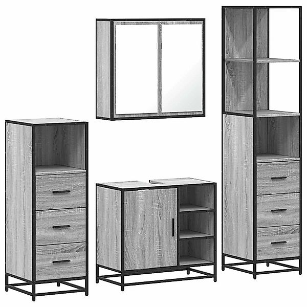 vidaXL 4-Tlg Badmöbel-Set Grau Sonoma Holzwerkstoff 3301268 günstig online kaufen