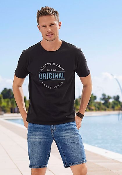 John Devin T-Shirt mit Front-Print und Rundhals-Ausschnitt günstig online kaufen