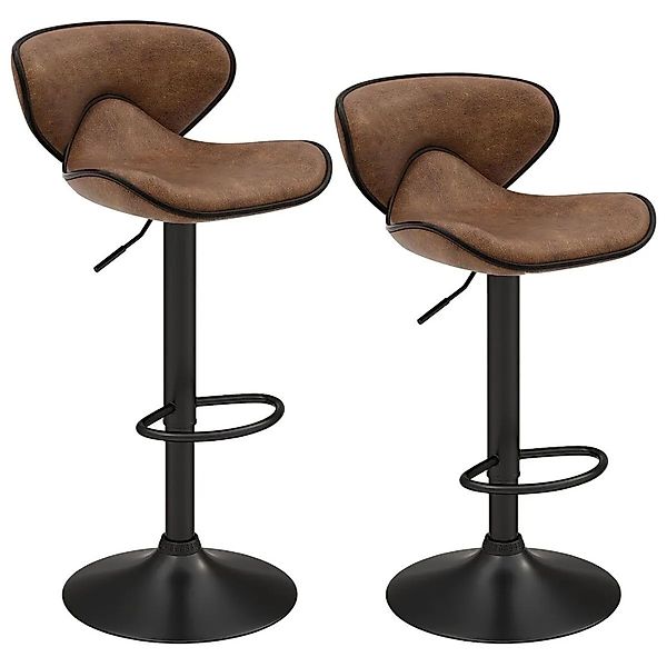 Costway 2er Set Barhocker Drehbar mit Fußstütze 150 kg Belastbar Braun günstig online kaufen