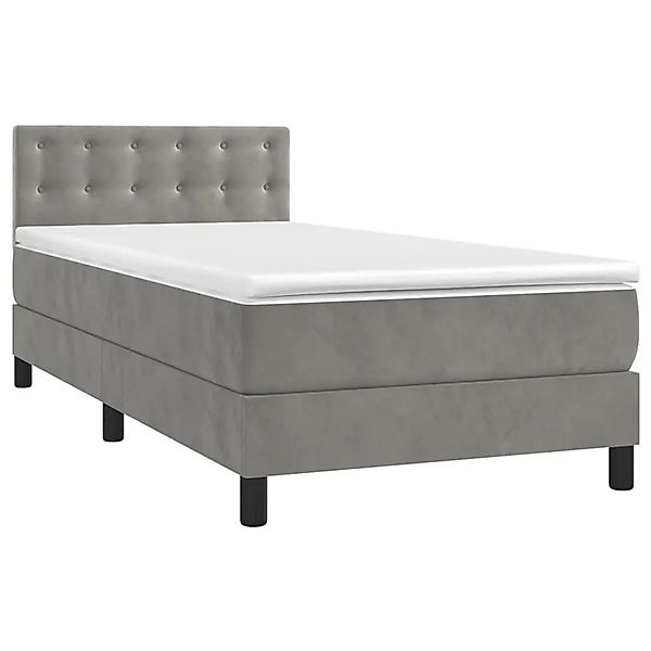 vidaXL Boxspringbett mit Matratze Hellgrau 90x200 cm Samt 3141521 günstig online kaufen