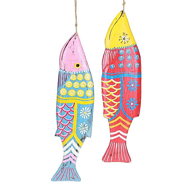 Viana Dekofigur Bunte Holzfische Deko Hängend günstig online kaufen