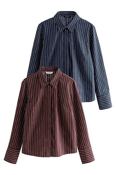 Next Langarmhemd Essential Langarmshirts mit Stretch günstig online kaufen