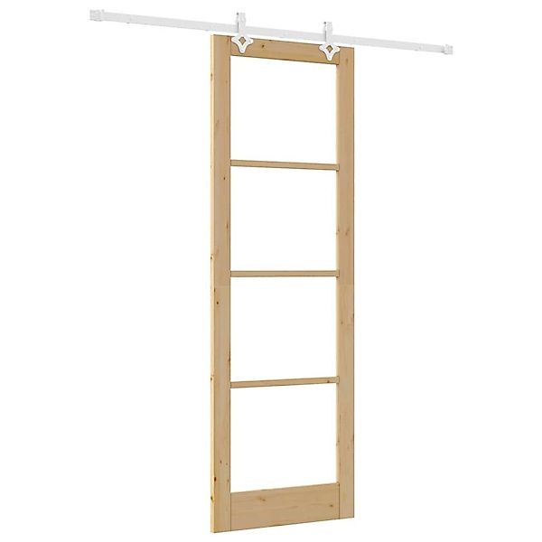 vidaXL Schiebetür Braun 78 x 232 cm Holz und Metall 3332247 günstig online kaufen