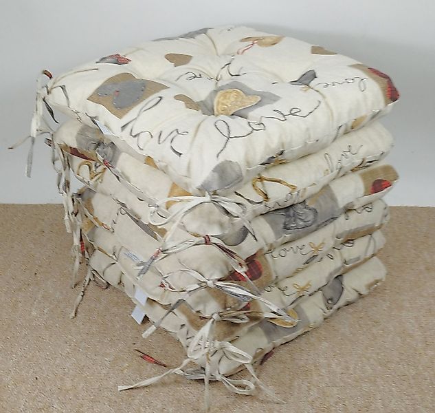 Rattani Sitzkissen Set 6 x Stuhlkissen/Sitzkissen Klara 42 x 42 cm Love günstig online kaufen