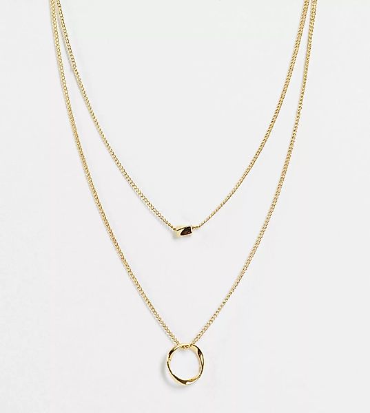 ASOS DESIGN – 14-karätig vergoldete mehrreihige Halskette mit verdrehtem An günstig online kaufen
