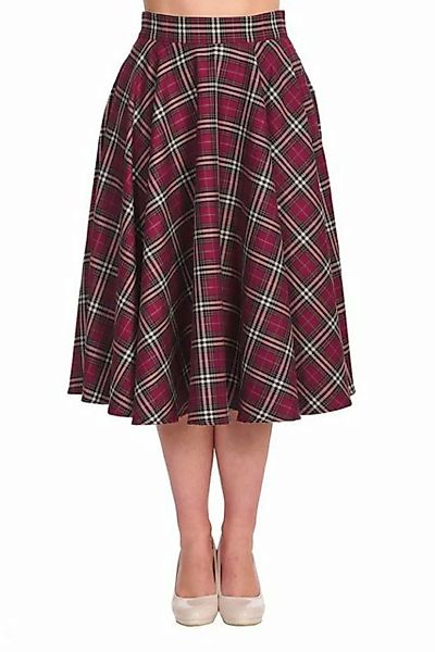 Banned A-Linien-Rock Winter Check Rot Kariert Retro Vintage Swing Skirt günstig online kaufen