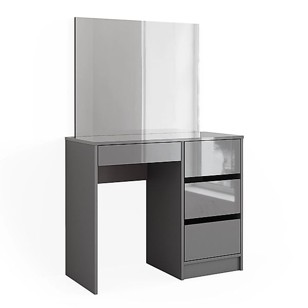 Vicco Schminktisch Sherry, Grau Hochglanz, 90 cm mit Spiegel günstig online kaufen