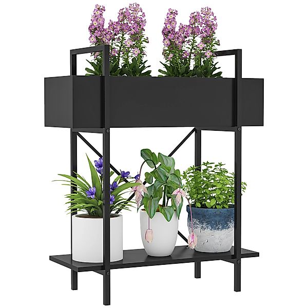 Outsunny  Pflanzenständer Metall Schwarz 60L x 25B x 70H cm günstig online kaufen