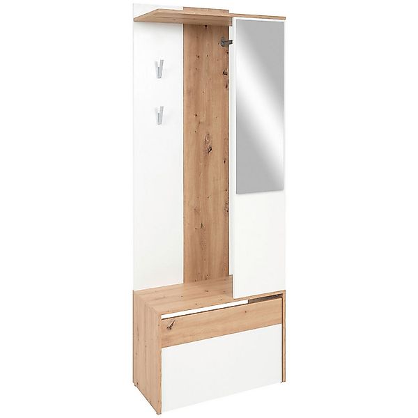 Kompaktgarderobe Gera 42A weiß Oak Artisan Nachbildung B/H/T: ca. 66x182x33 günstig online kaufen