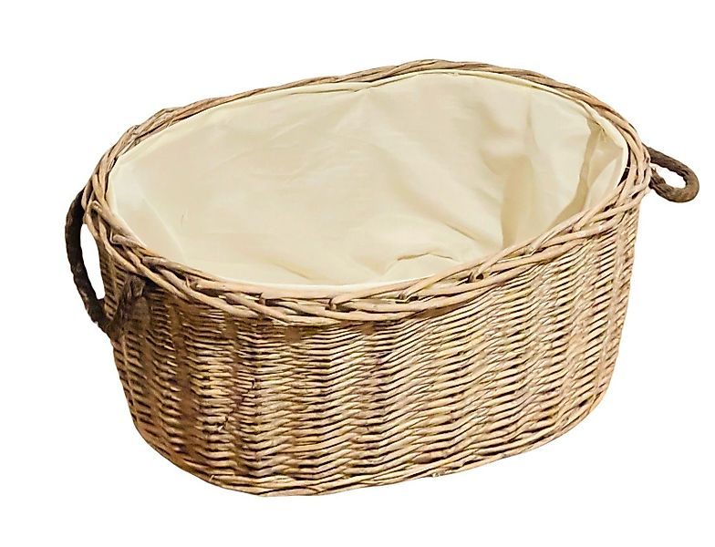 Dekoleidenschaft Kaminholzkorb aus Weide im Shabby günstig online kaufen