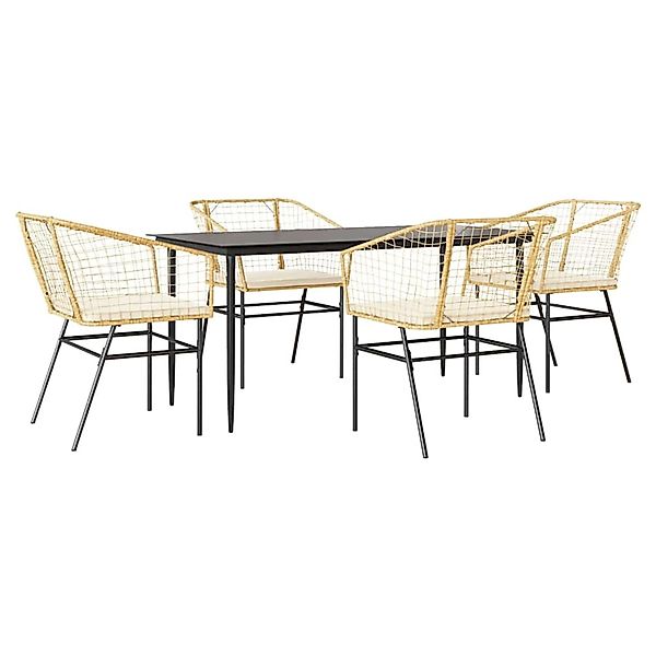 vidaXL 5-Tlg Garten-Essgruppe mit Kissen Braun Poly Rattan Glas 3334509 günstig online kaufen