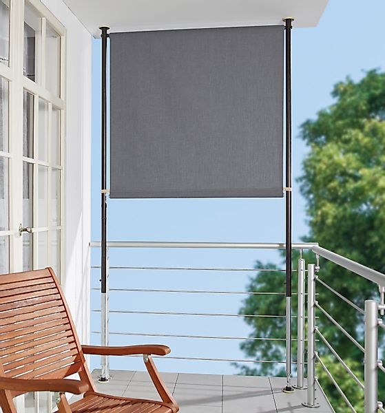 Angerer Freizeitmöbel Klemm-Senkrechtmarkise grau, BxH: 150x275 günstig online kaufen