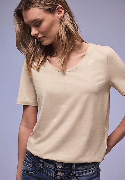 STREET ONE T-Shirt "Style Gerda" mit femininem V-Ausschnitt günstig online kaufen