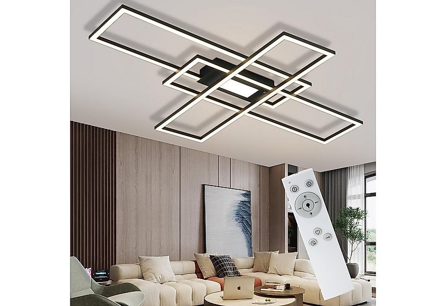 Nettlife LED Deckenleuchte LED Deckenleuchte Wohnzimmer Schwarz 50W, Dimmba günstig online kaufen