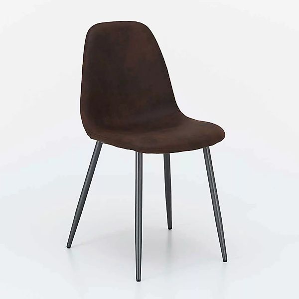 Esstisch Stühle in Dunkelbraun Kunstleder Metallgestell in Anthrazit (4er S günstig online kaufen